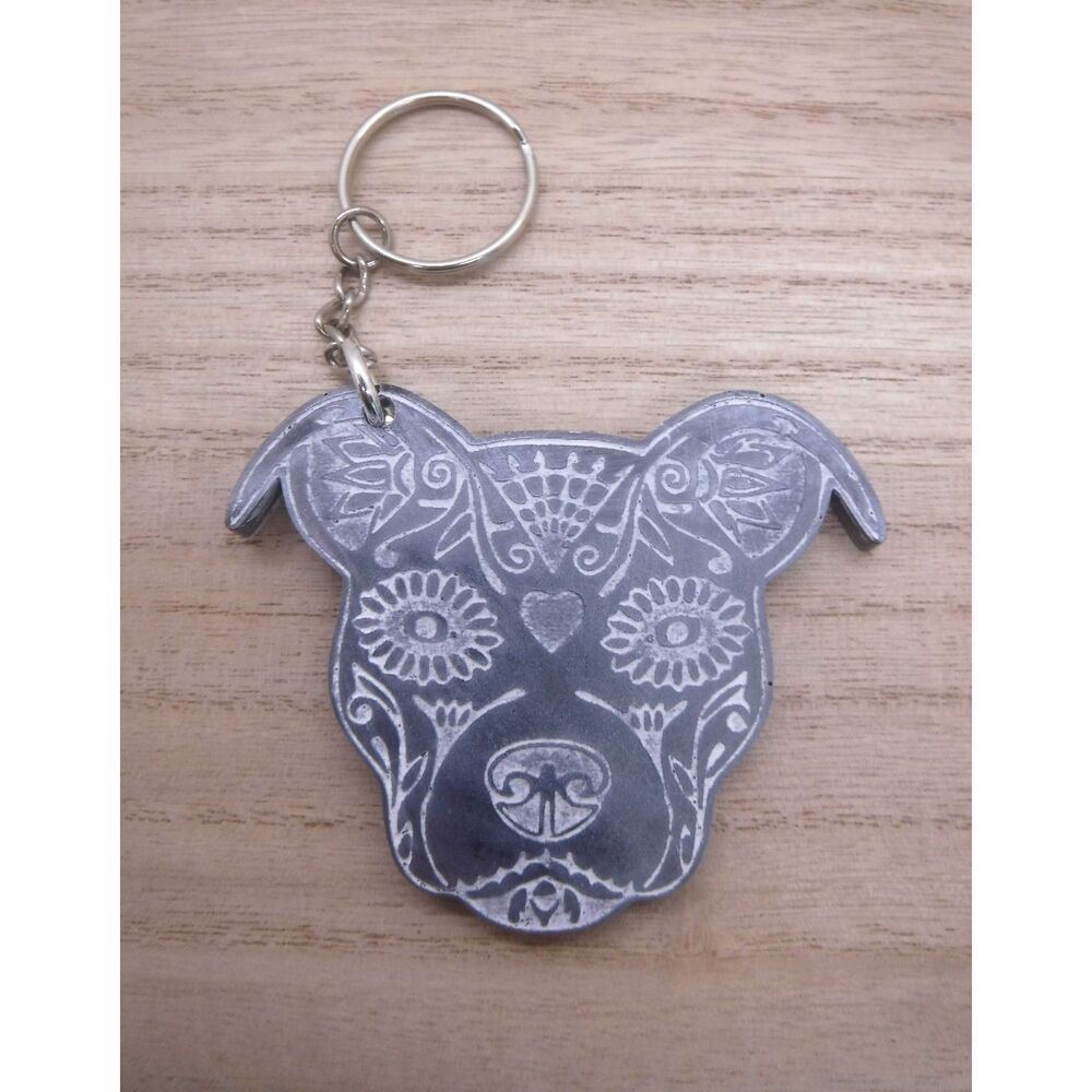 Keychain Pitbull Sugar Skull